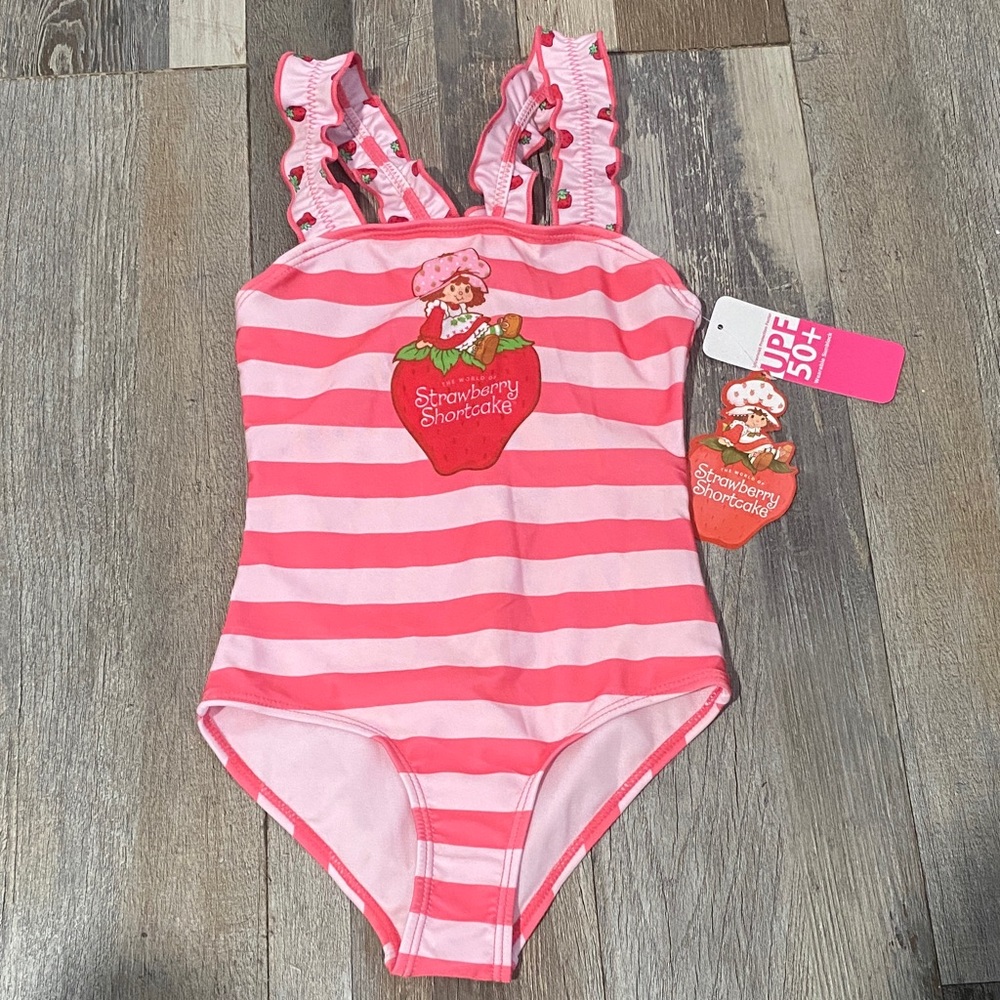 Girl Pink Striped Kids Swim One Piece